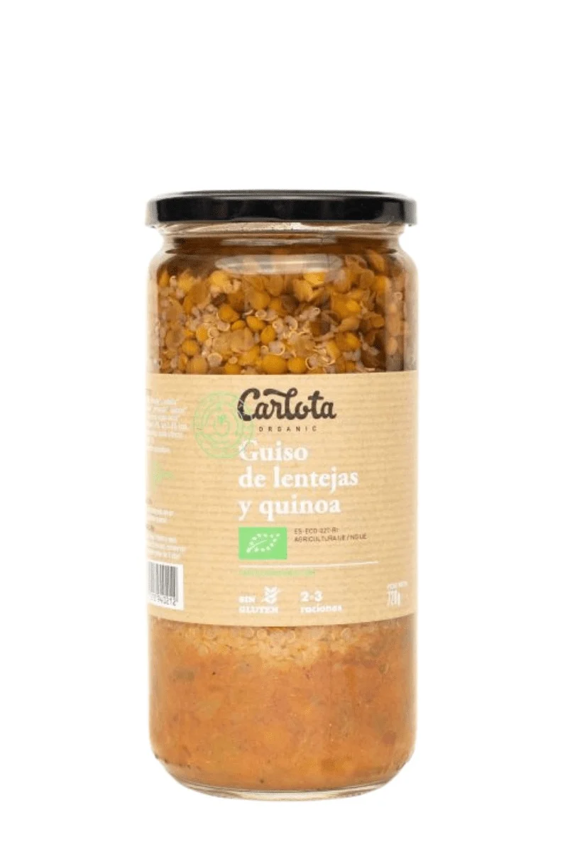 Guiso de lenteja y quinoa en vidrio retornable 720 g- Carlota Organic