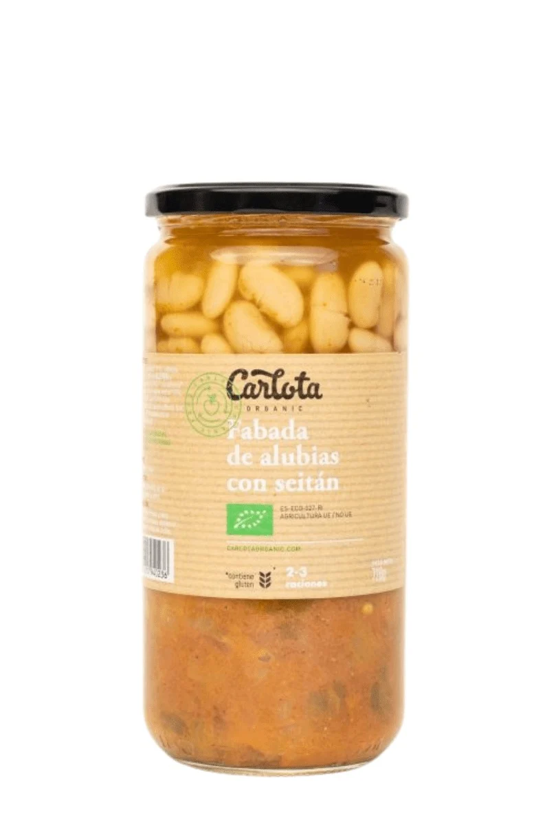 Fabada de alubias con seitan y shitake en vidrio retornable 720 g - Carlota Organic
