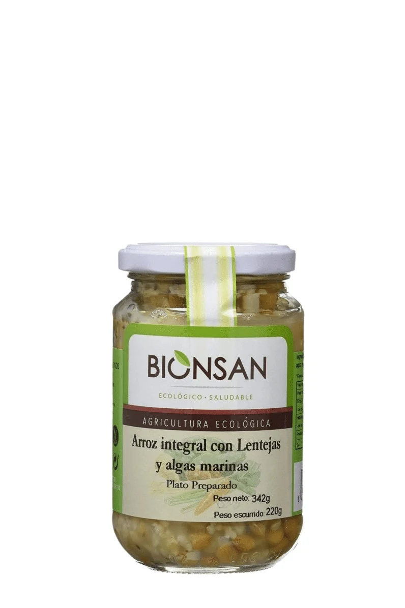 Arroz Integral con Lentejas y Algas ECO en vidrio retornable 220 g - BIONSAN