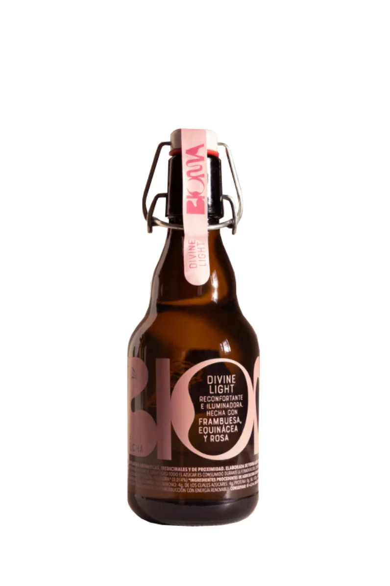Kombucha de Rosa, Frambuesa, Equinácea, Pasiflora 330ml en vidrio retornable - Bioma