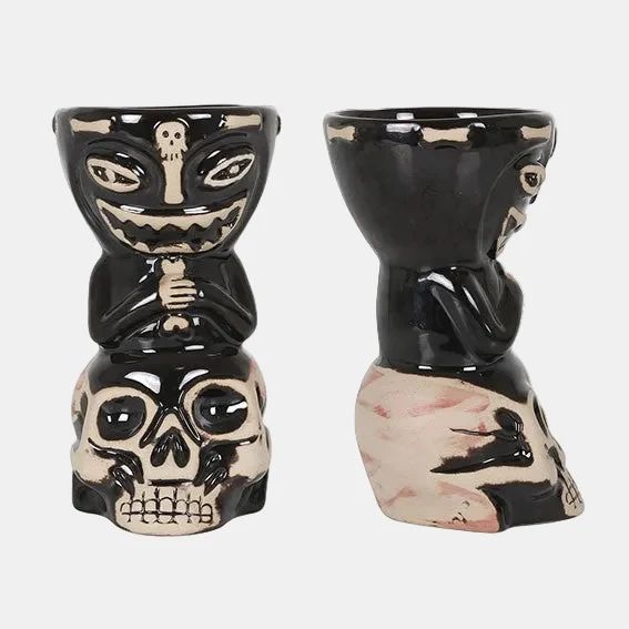 Vaso Tiki de porcelana totem calavera Brah. 9 x 16 cm. 35 cl - 9 Uds.