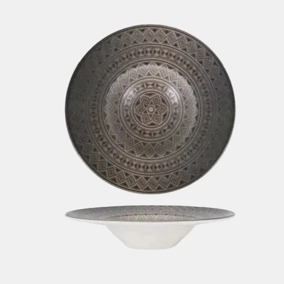 Plato rissoto de porcelana Banquet Damasquino. ø28 cm - 6 Uds.