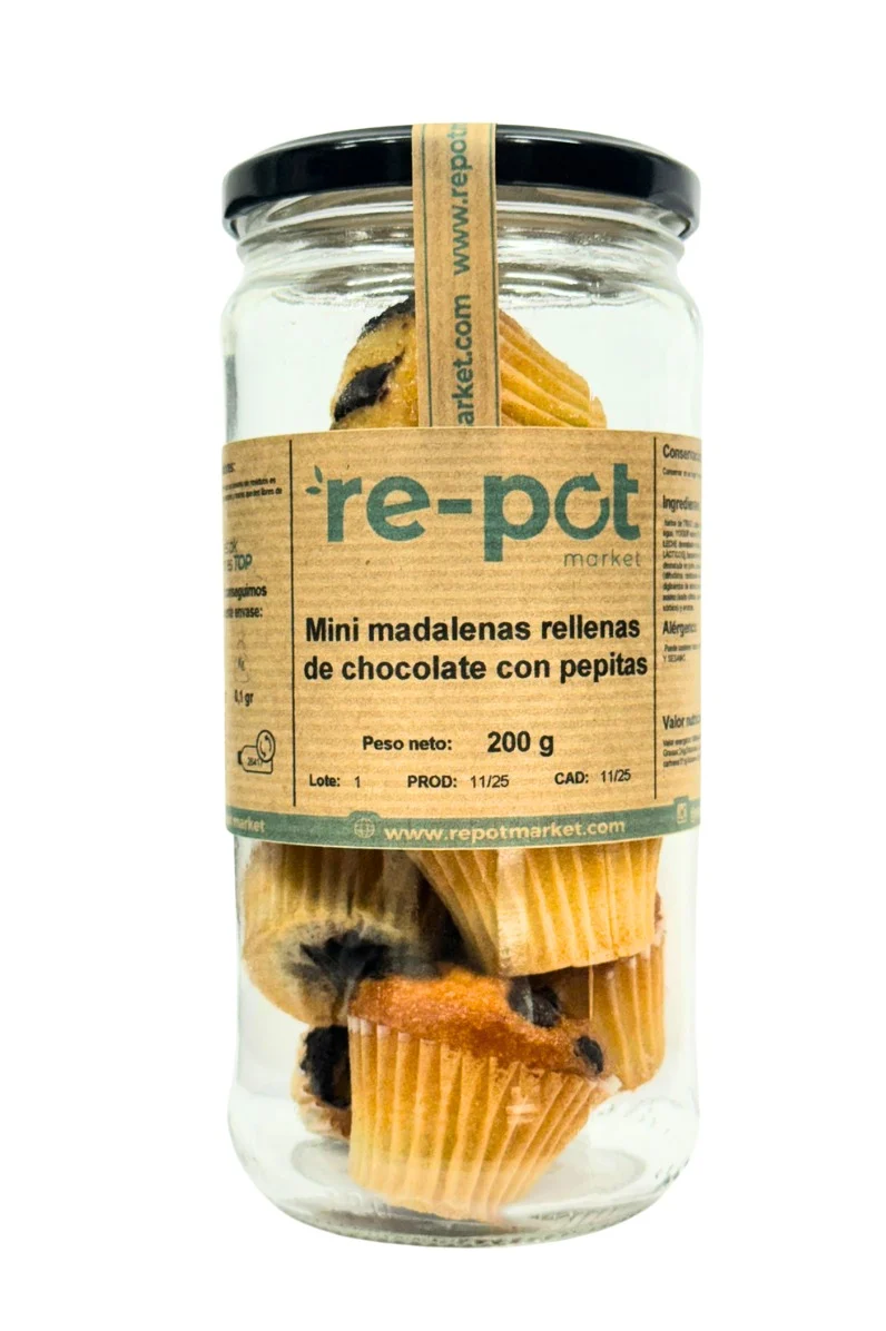 Mini madalenas rellenas de chocolate y con pepitas 200 g