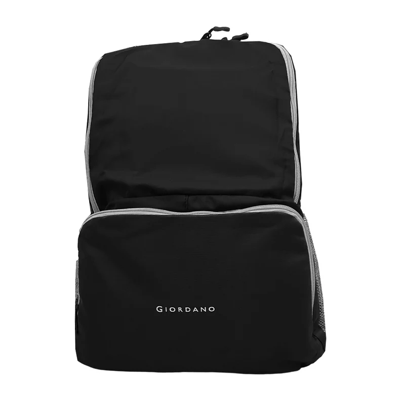 Lightweight Foldable Polyester Backpack - Black