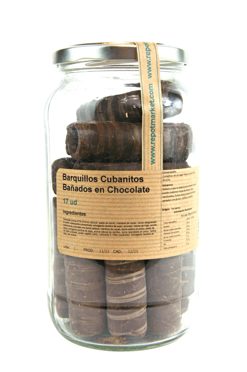 Barquillos cubanitos bañados en chocolate (17 Ud)