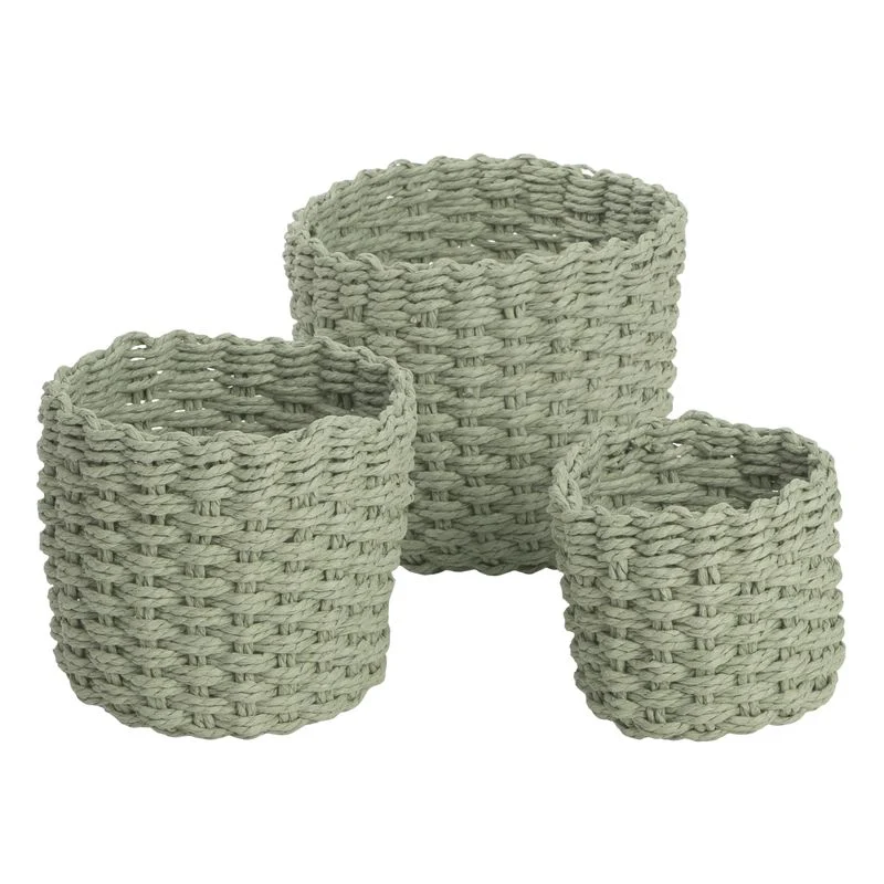 JUEGO 3 CESTAS REDONDAS VERDE AGUA