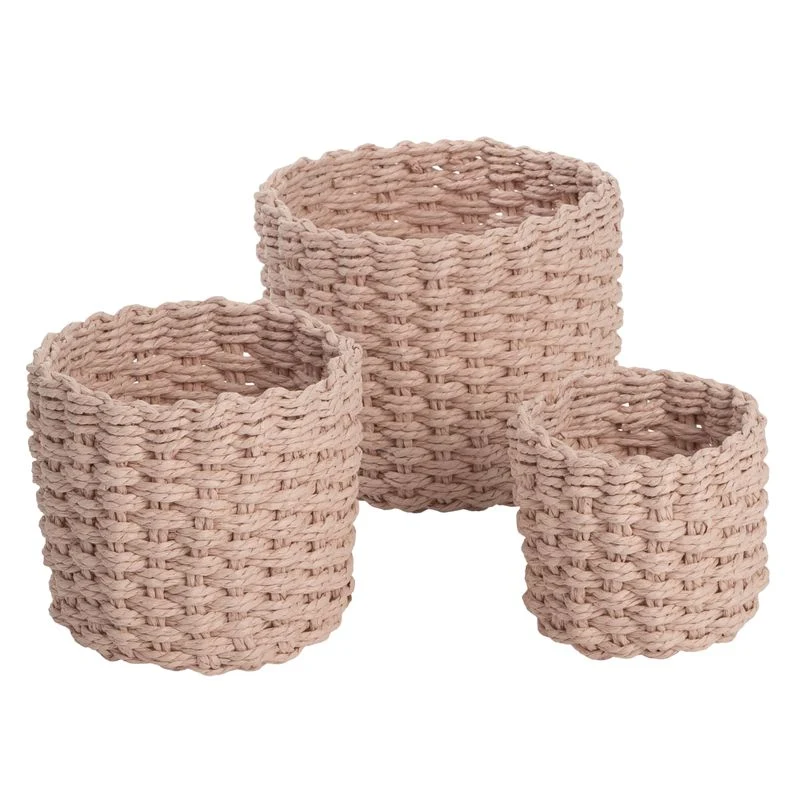 JUEGO 3 CESTAS REDONDAS ROSA