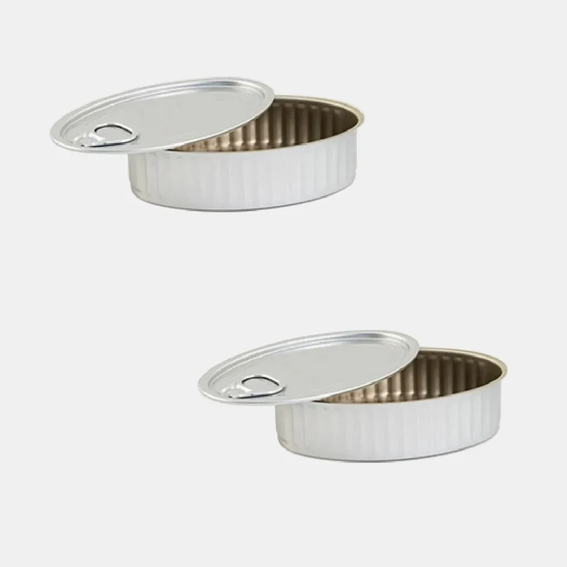 Latas de conserva oval con tapa 12 x 7.5 x 3 cm. 120 ml - 235 Uds.