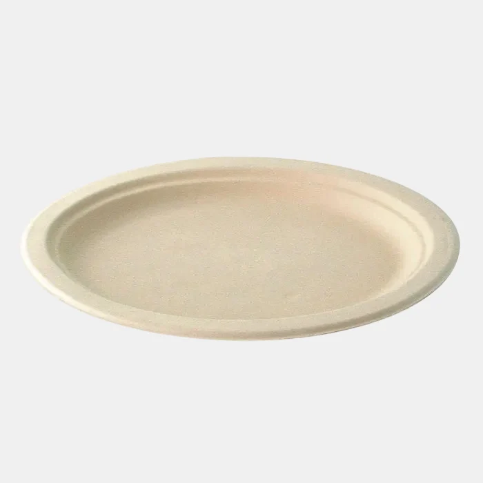 Plato de pulpa de caña de azúcar biodegradable ovalado. 24 x 31 cm - 500 Uds.