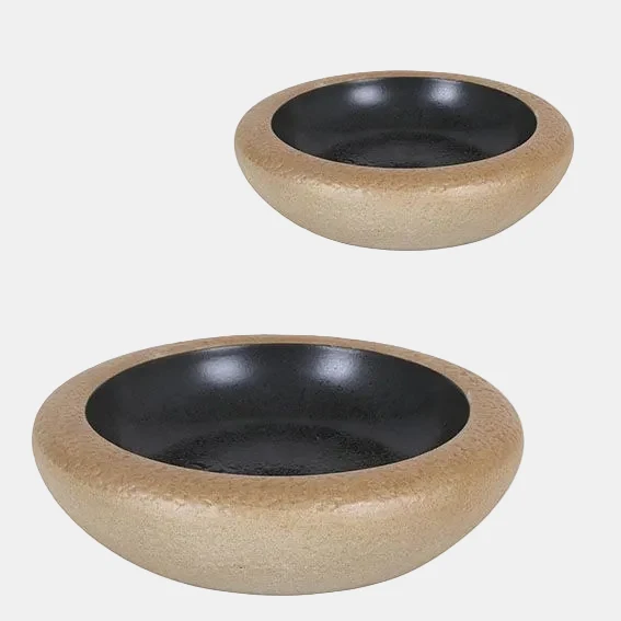 Plato redondo marrón negro. ø22 x 6 cm - 4 Uds.