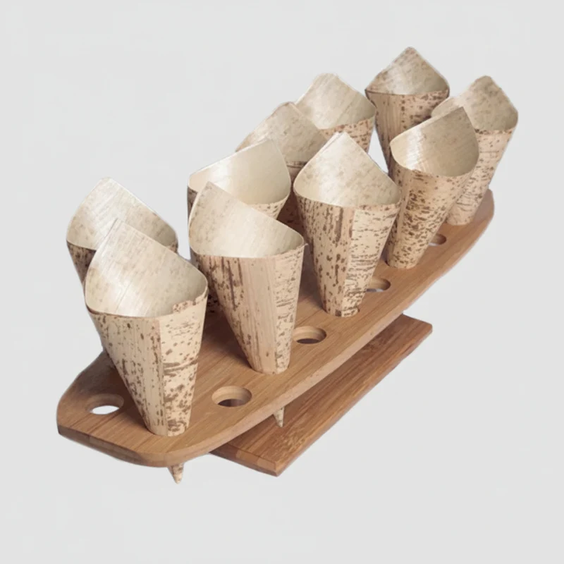 Portaconos bambú 20 agujeros. 50 x 15 x 8.5 cm - 1 Ud.