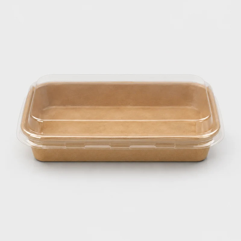 Bandeja kraft con tapa para sushi. 16 x 9 x 2.4 cm - 300 uds