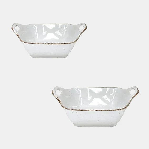 Fuente de gres cuadrada blanca para horno Sardegna. 26 x 9,5 cm - 1 Ud.