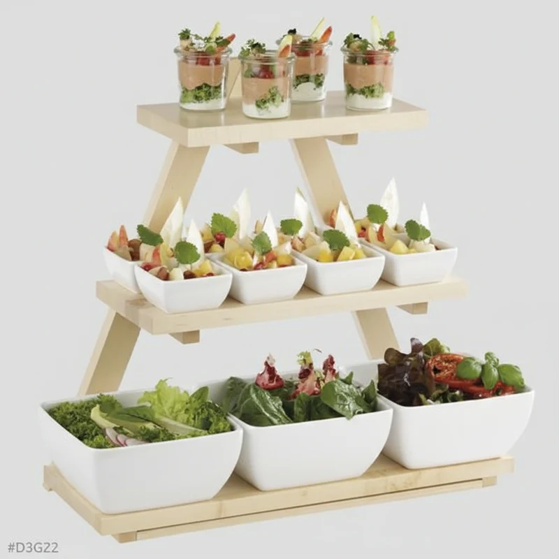 Expositor buffet madera clara. 53 x 21 x 55 cm - 1 Ud.