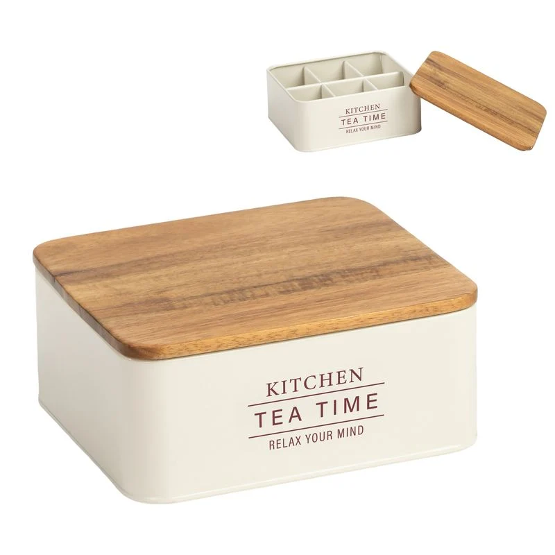 CAJA DE TE 6 DPTOS. TAPA ACACIA BOIS&TERRE