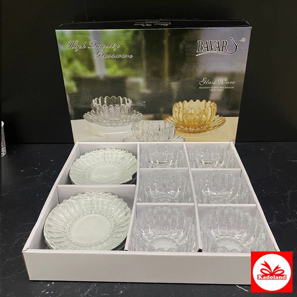 Kadoland Lotus 12 Parça. 6 Kişilik Cam Sunumluk Set | Sade