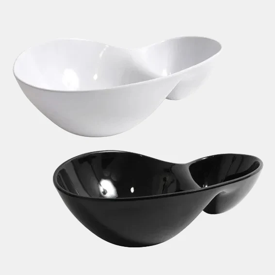 Doble bowl melamina Negro. 28,5 x 19,7 x 8,9 cm - 6 Uds.