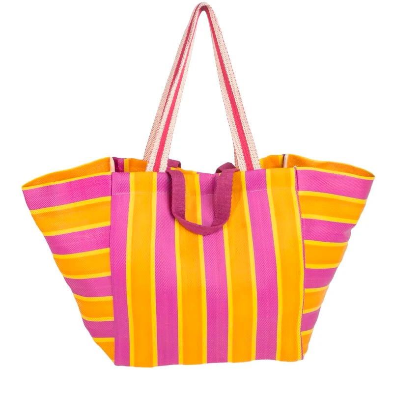 BOLSO PLASTICO RECICLADO DOBLE ASA RAYAS