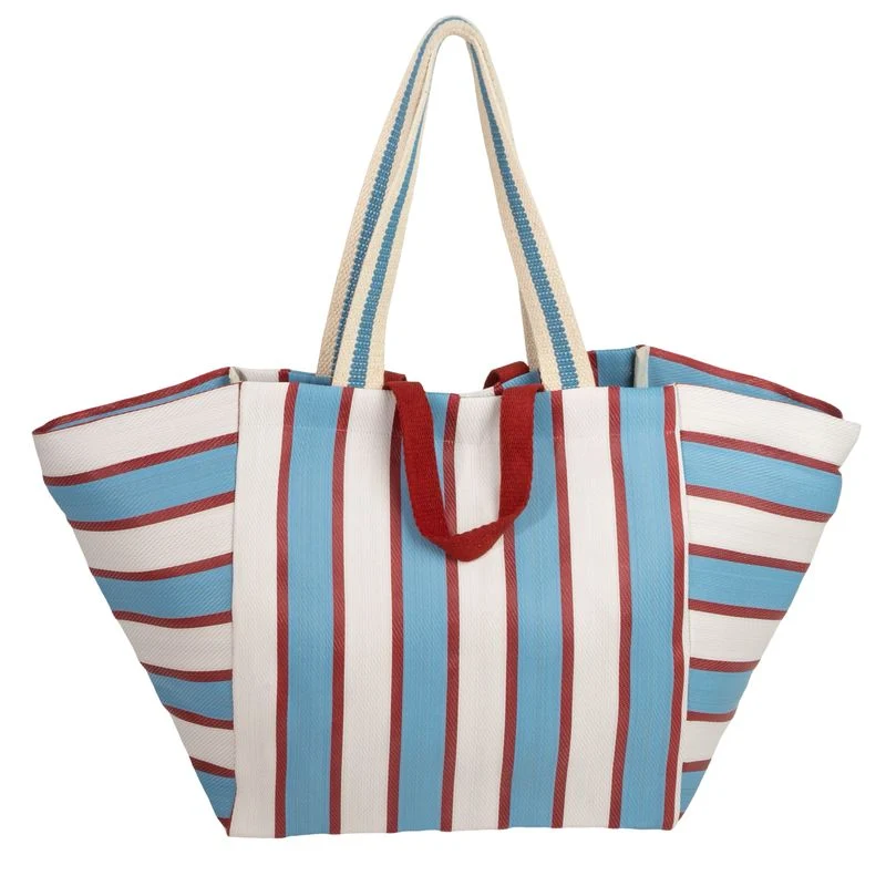 BOLSO PLASTICO RECICLADO DOBLE ASA RAYAS