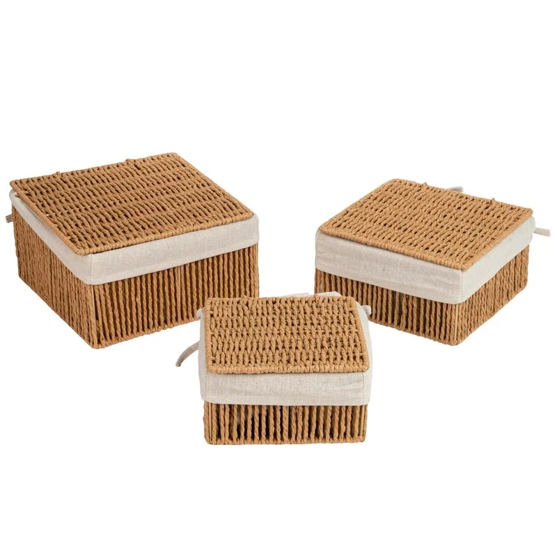 CESTA CON TAPA PAPEL TOSTADO