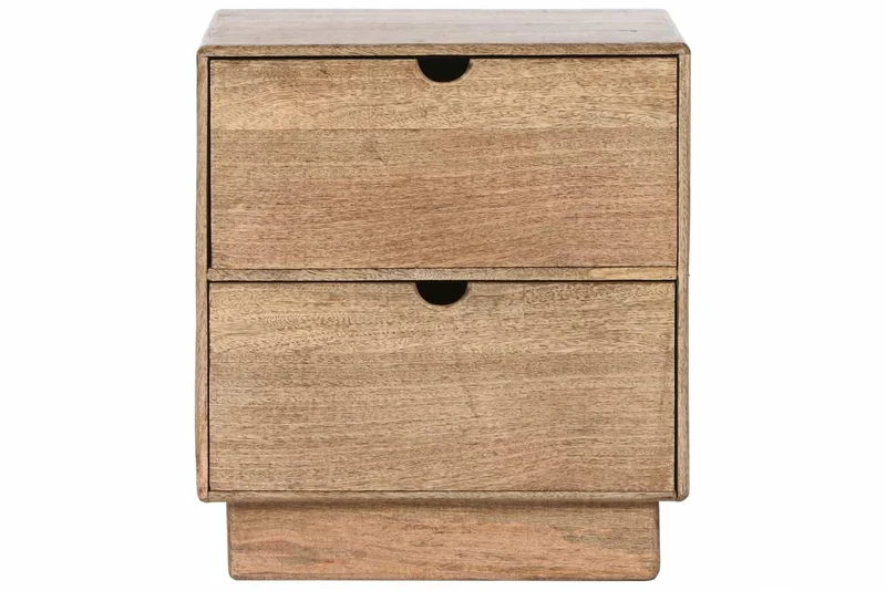 MESITA DE NOCHE MANGO 40X32X46,5 2 CAJONES NATURAL