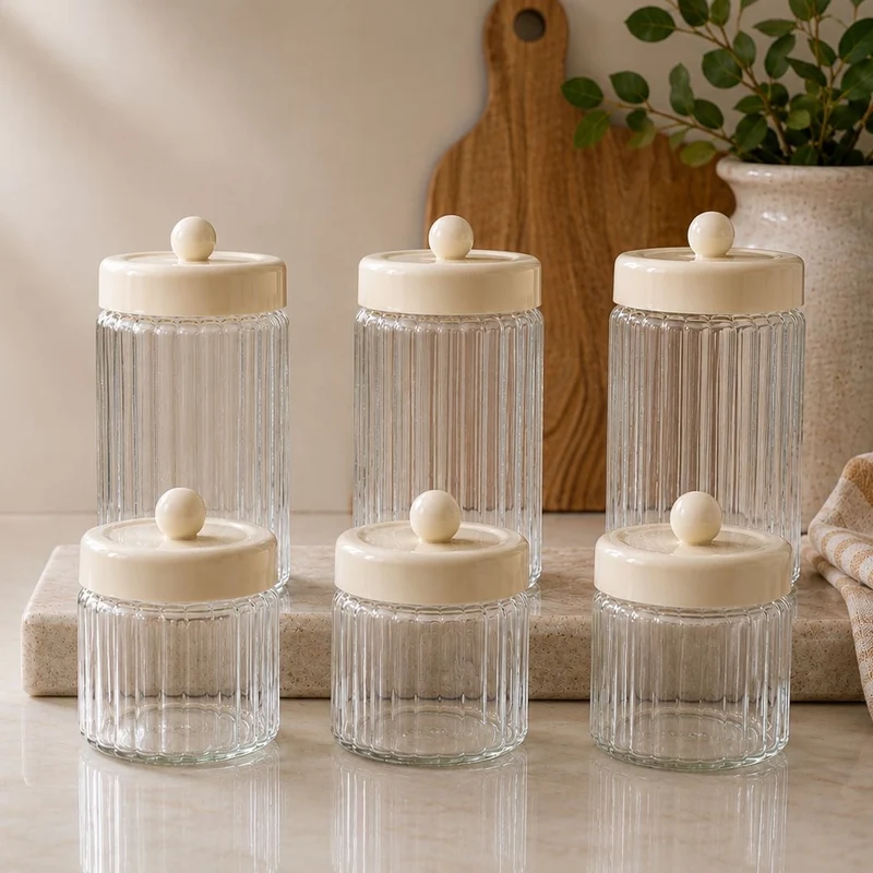 Osera Saklama Kabı Seti | Krem 6’lı Set