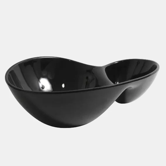 Bowl doble negro melamina. 28.5 x 19.7 x 8.9 cm - 5 uds.