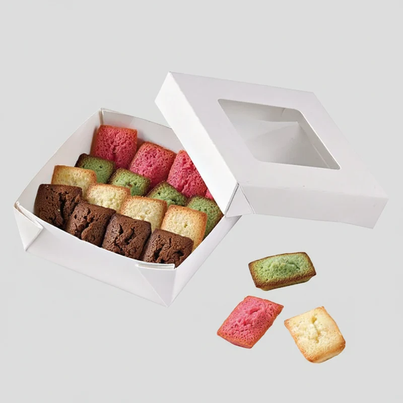 Caja kray blanca con ventana. 9.5 x 9.5 x 4 cm. 350 ml - 250 Uds.