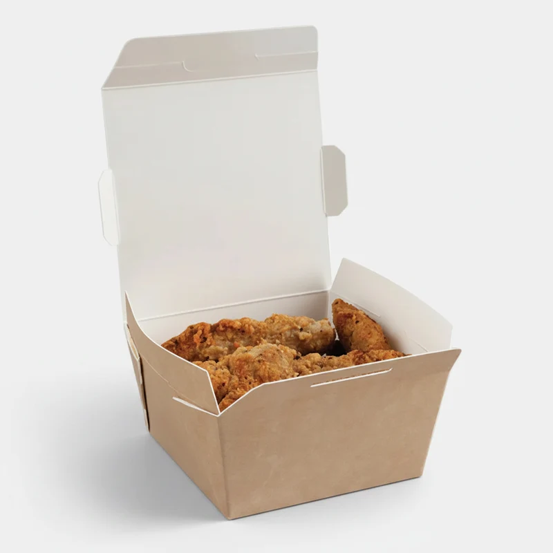 Caja cartón kraft interior blanco para take away. Varias medidas y unidades.
