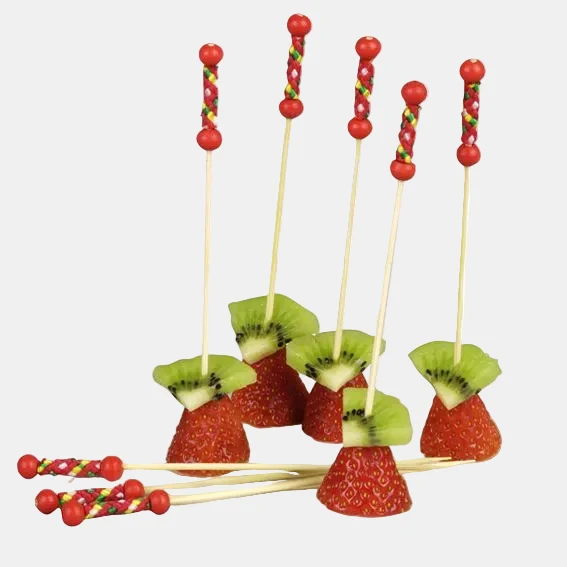 Brocheta bambu perla roja. 11.2 cm - 100 uds.