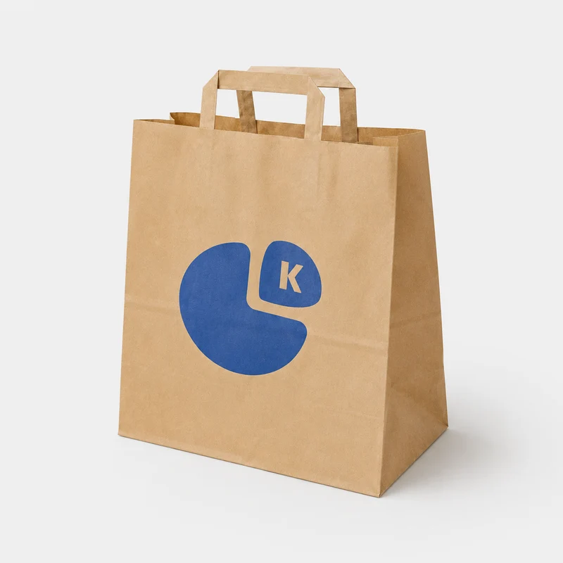 Bolsa papel Kraft personalizada con logo 1 tinta. 26 x 18 x 25 cm.