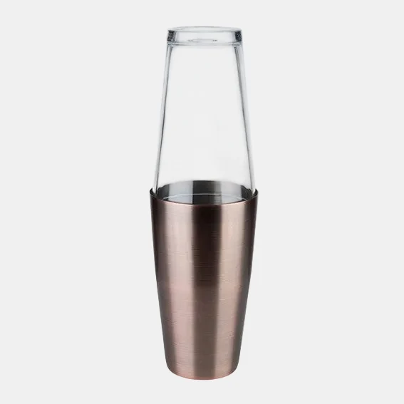 Coctelera Boston vaso acero inox mateado 700 ml + vaso de cristal 400 ml. Varios colores - 1 Ud.