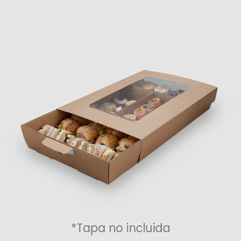 Bandeja kraft para catering. 46,7 x 32,8 x 7,8 cm - 25 Uds.