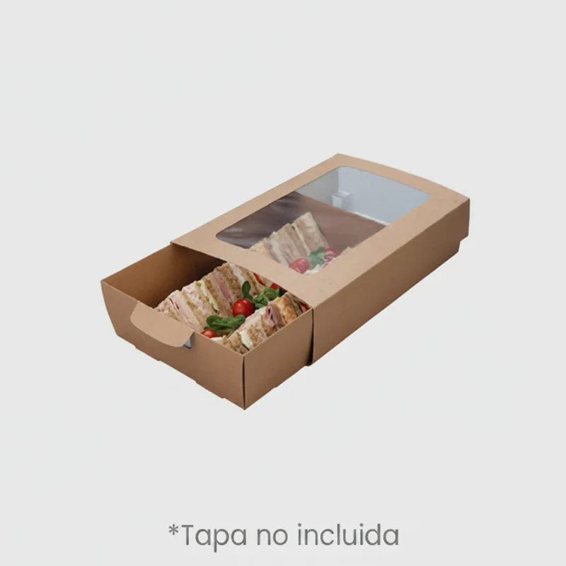 Bandeja kraft para catering. 36,7 x 25,7 x 7,8 cm - 25 Uds.