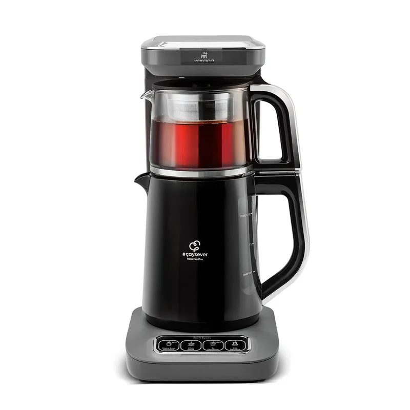 Karaca Çaysever Robotea Pro 4 in 1 Konusan Otomatik Çay Makinesi ve Filtre Kahve Demleme Makinesi Gri