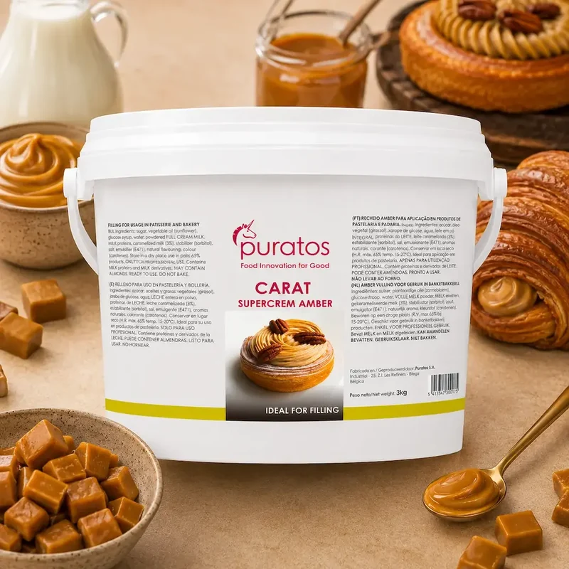 CREMA AMBER ( LECHE CARAMELIZADA TIPO TOFFEE ) PURATOS CUBO 3 KILOS