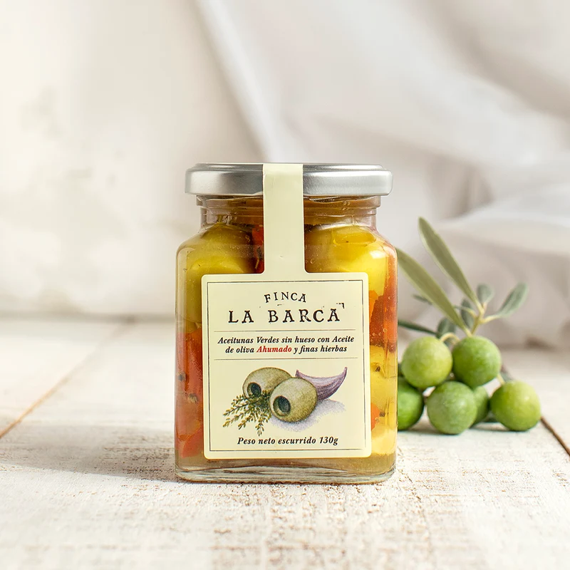 Aceituna Gordal Deshuesada con Aceite de Oliva Ahumado y Finas Hierbas