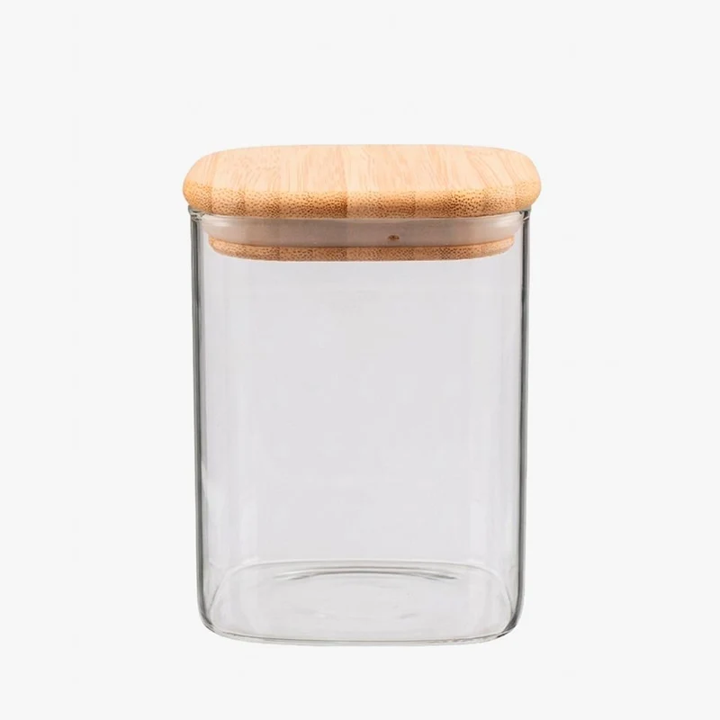 Frasco de vidro NATURE BAMBU Quadrado 1L