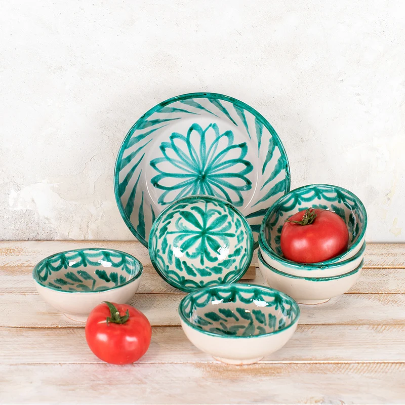 Kit Gazpacho Cerámica Tradicional Granadina Verde