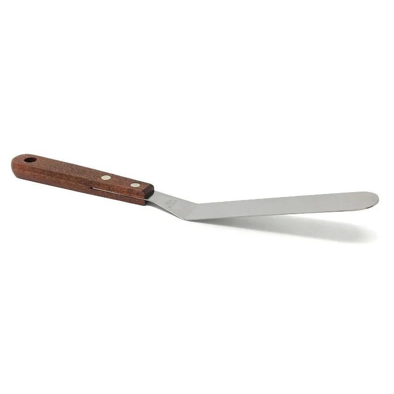 Espátula de Emplatado Acodada Profesional - Acero Inox 18/10 y Mango de Madera 22.5cm