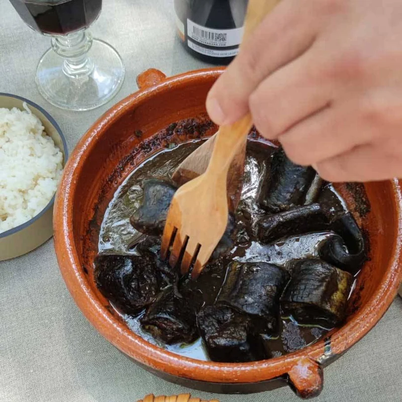 Lamprea al estilo de Arbo. Restaurante Os Pirús