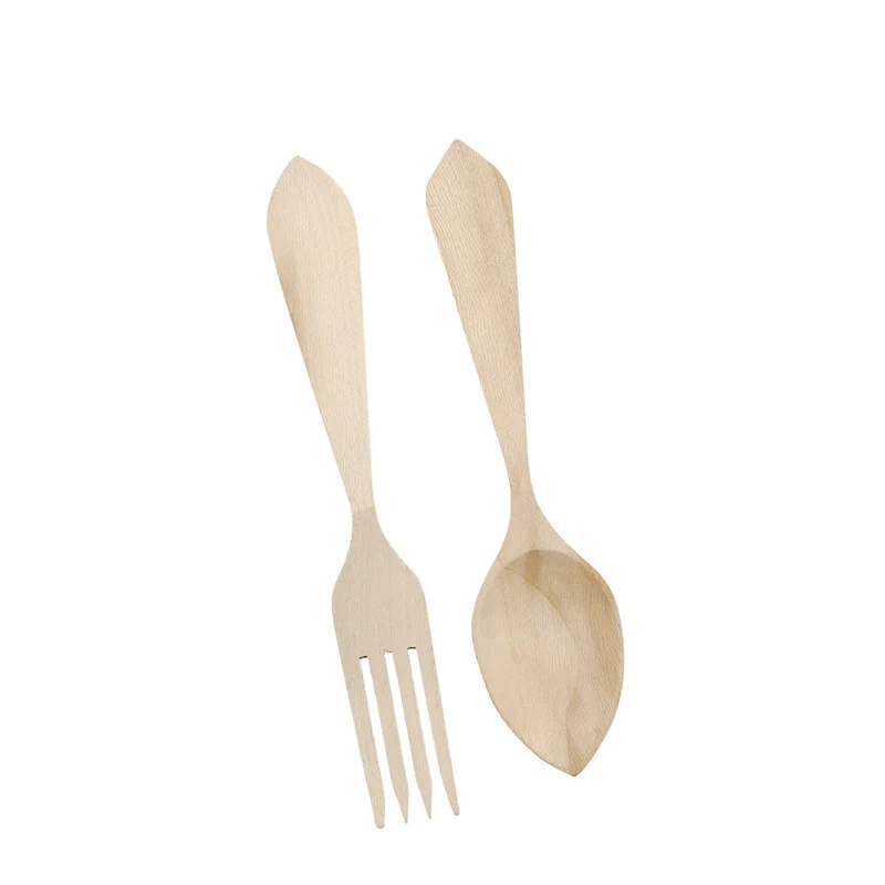 LOTE CUCHARA + TENEDOR MADERA 22 CM