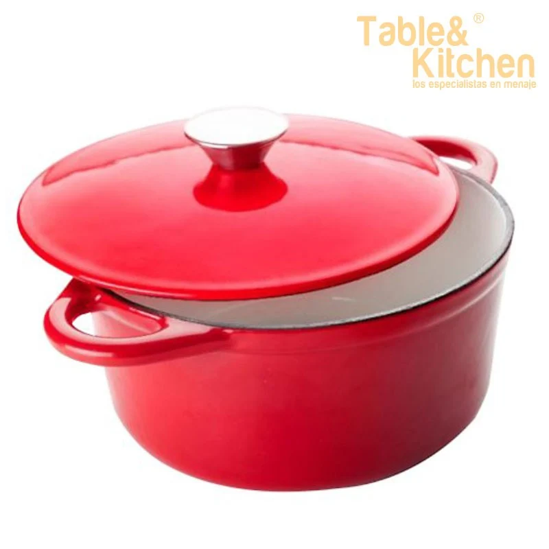 COCOTTE HIERRO ESMALTADA REDONDA ROJA 21X10CM