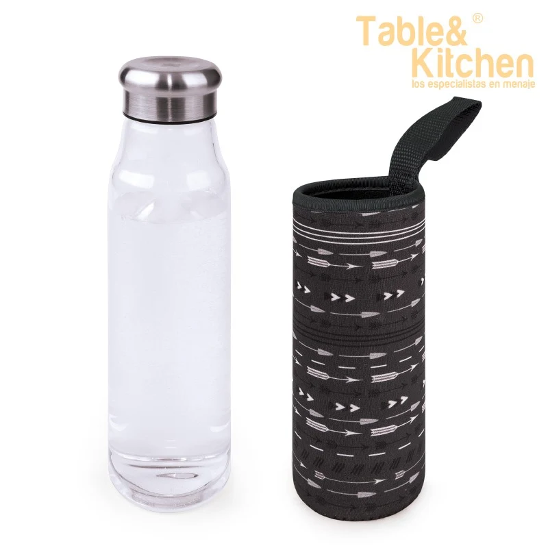 BOTELLA VIDRIO C/FUNDA NEOPRENO FLECHAS NEGRAS