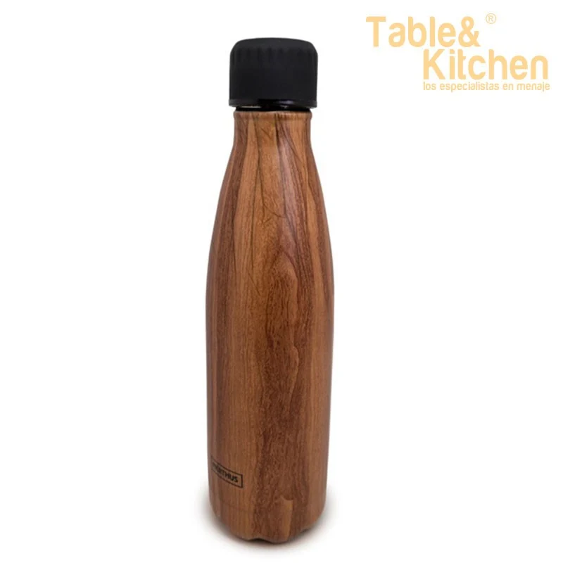 BOTELLA MADERA DOBLE PARED DE ACERO INOX
