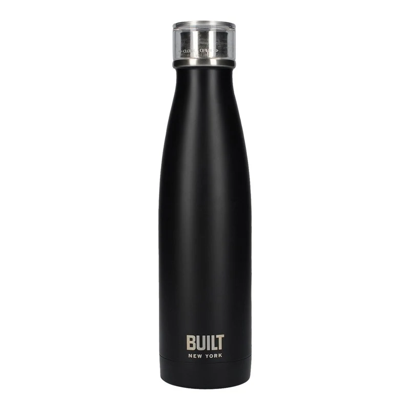 BOTELLA DE ACERO INOXIDABLE CON DOBLE PARED BUILT 500ML NEGRA