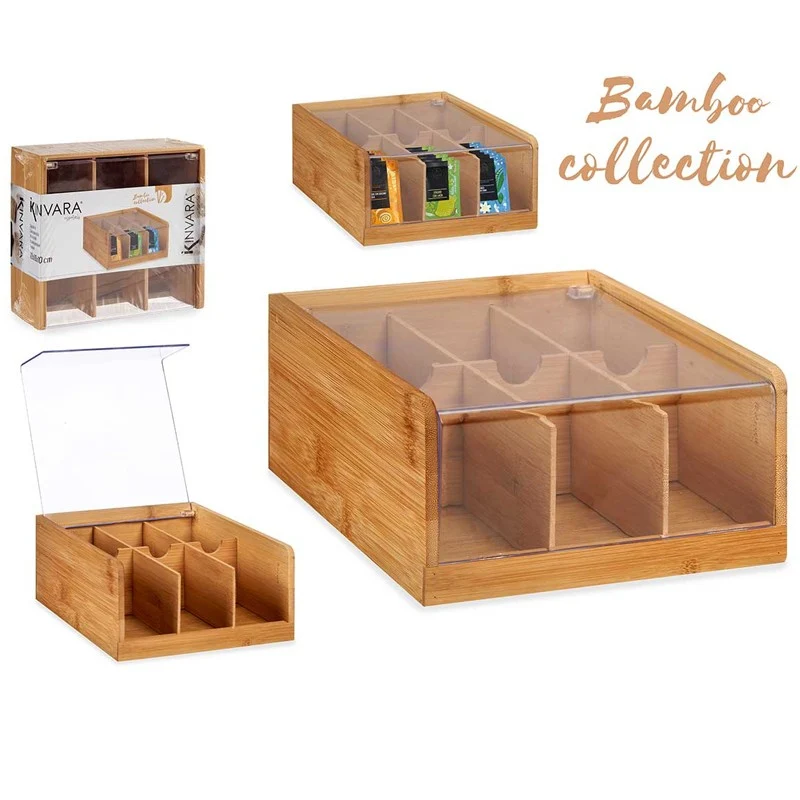 CAJA BAMBU PARA TE 6 COMPARTIMENTOS 20,5X22CM
