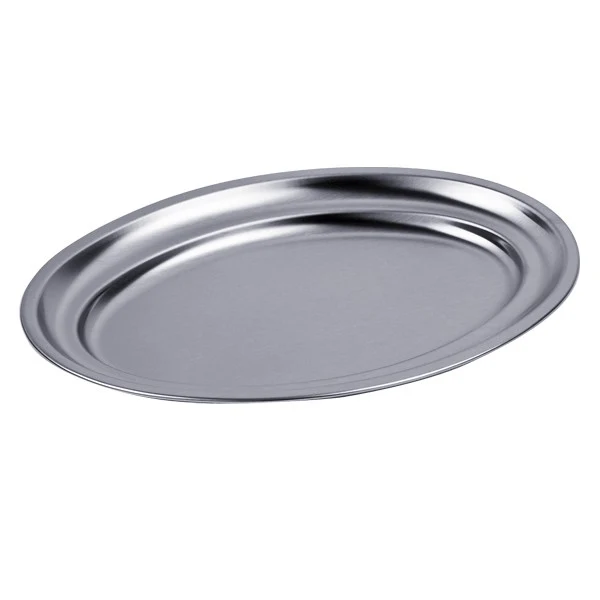 BANDEJA OVAL BORDE VUELTO ACERO INOX