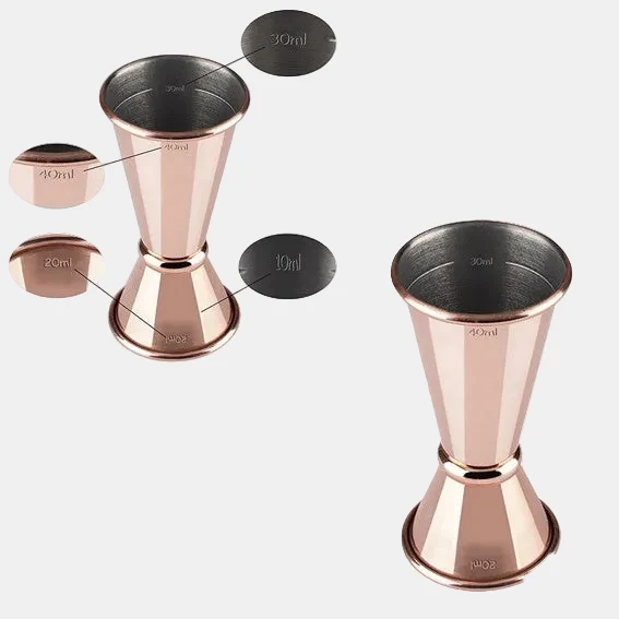 Medidor doble acero inox brillo 2/4 cl. Varios colores - 1 Ud.