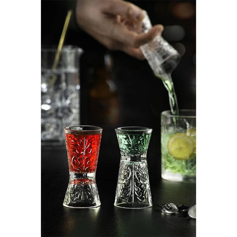 Medidor jigger de cristal Tatto Clessidra. 6 cl/ 3 cl - 6 uds.